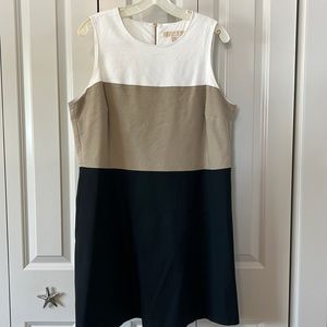 Michael Kors, size 14, cream, tan, black block dress